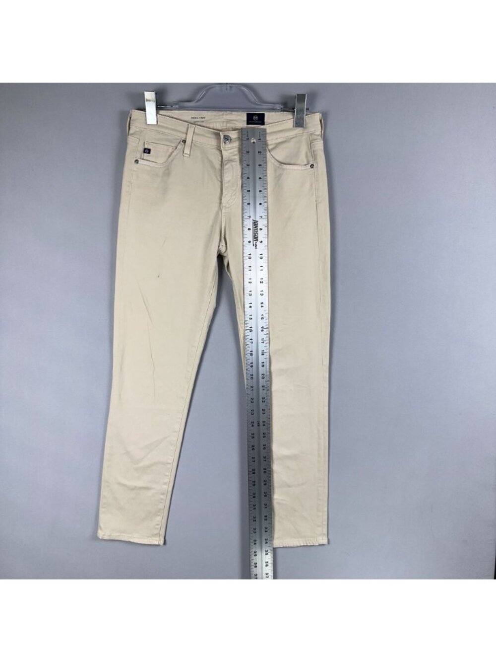 AG Adriano Goldschmied Prima Crop Pants Size 28 Regular Cigarette Beige - Picture 7 of 12